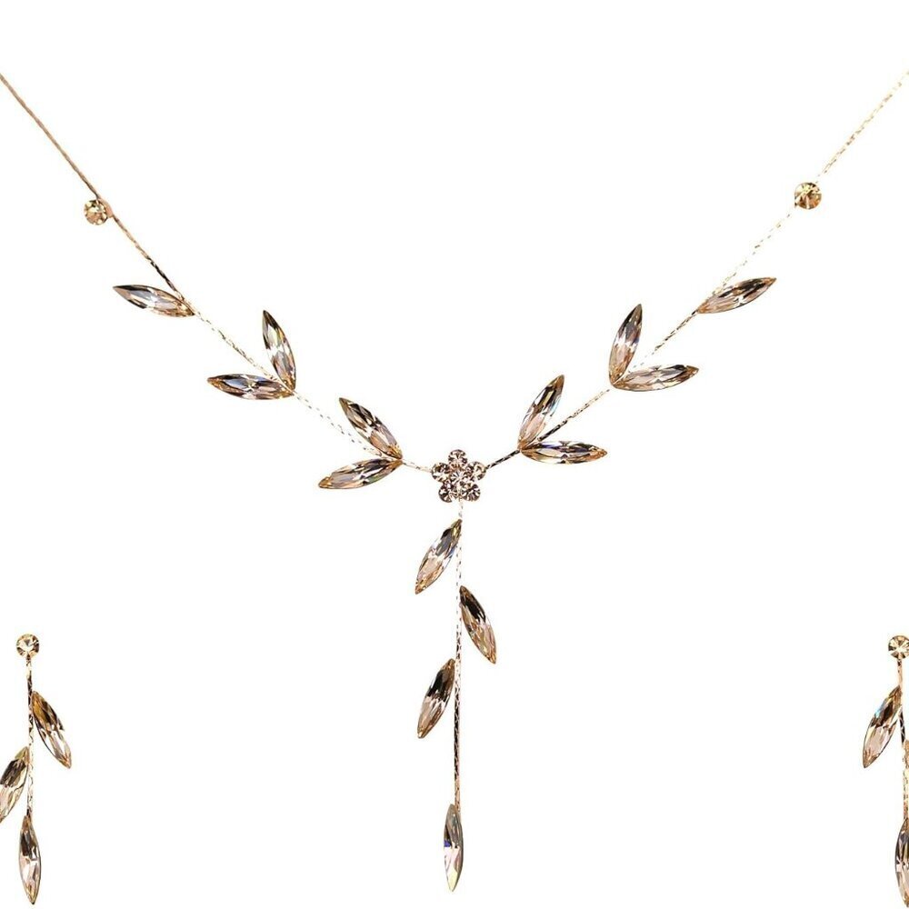 Rhinestone Crystal Jewelry Set Necklace Earrings Women's Bridal Party Gift